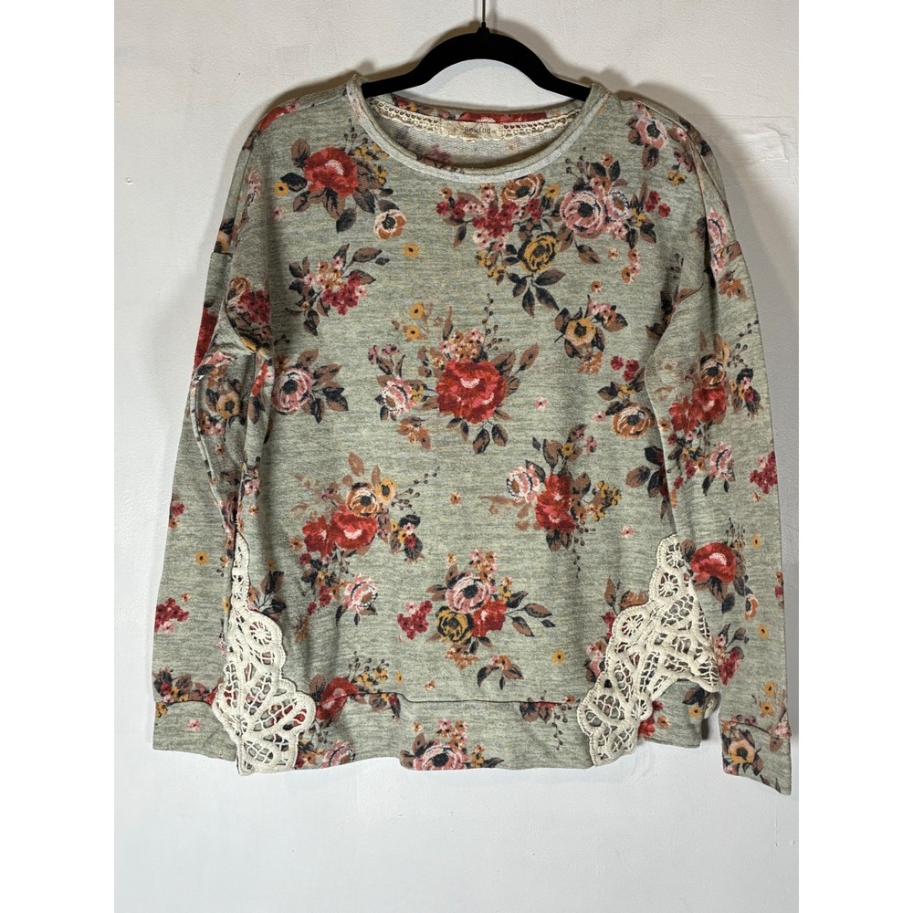 Rewind‎ Prairie M Floral Crochet Lace Sweater Cottagecore Grandmacore Boho